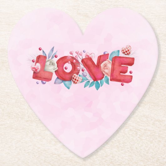 Text der roten Liebe in fett formatierten Blockbuc Untersetzer (Vorderseite)