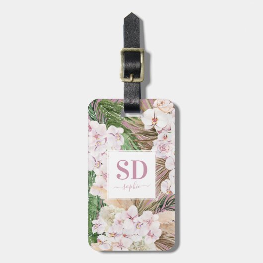 Text der Schrift "Pampas gras", "orchid", "tropisc Gepäckanhänger (Vorderseite vertikal)