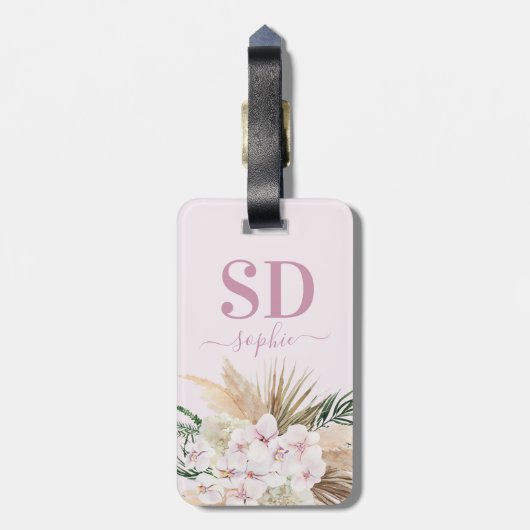 Text der Schrift "Pampas gras", "orchid", "tropisc Gepäckanhänger (Rückseite vertikal)