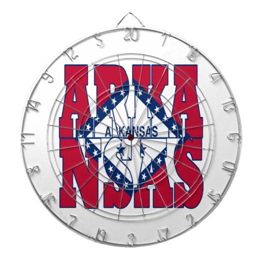 Text der Staatsflagge Arkansas Dartscheibe (vorne)