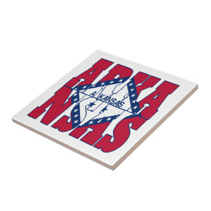 Text der Staatsflagge Arkansas Fliese