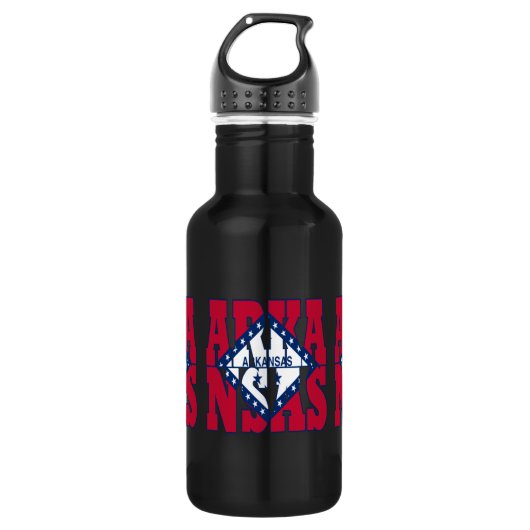 Text der Staatsflagge Arkansas Trinkflasche (Vorderseite)