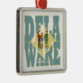 Text der Staatsflagge Delaware Ornament Aus Metall (Rechts)