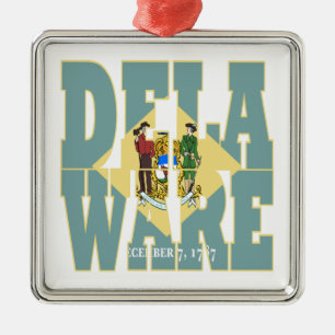 Text der Staatsflagge Delaware Ornament Aus Metall