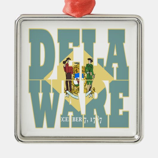 Text der Staatsflagge Delaware Ornament Aus Metall (Vorne)