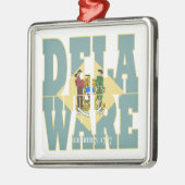 Text der Staatsflagge Delaware Ornament Aus Metall (Links)