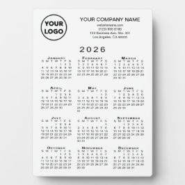 Text des 2026 Calendar-Firmenlogo auf weißem Deskt Fotoplatte