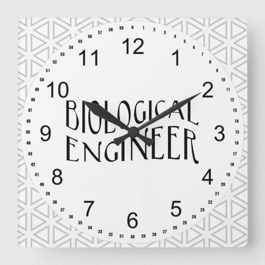 Text des biologischen Ingenieurs Quadratische Wanduhr (Vorderseite)