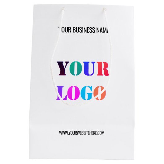Text des Firmenlogos auf dem Firmenlogo - Einkaufs Mittlere Geschenktüte (Rückseite)