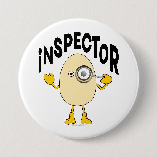 Text des Inspektors Egghead Button (Vorderseite)