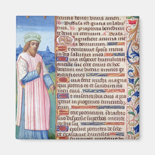 Text des Magnificat mit einem Portrait von Magnet (Vorne)