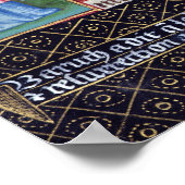 Text des Magnificat mit einem Portrait von Poster (Ecke)