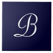 Text des Monogrammskripts für Navy Blue & White B Fliese (Vorderseite)