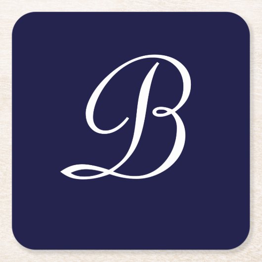 Text des Monogrammskripts für Navy Blue & White B Rechteckiger Pappuntersetzer (Vorderseite)