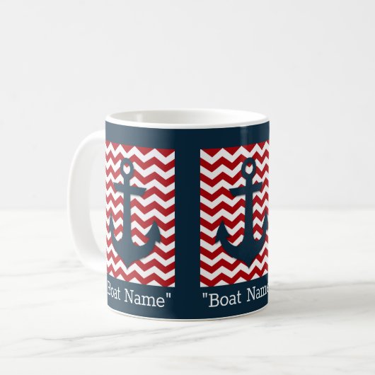 Text des naukalen Anchors Red Blue Boat Name Kaffeetasse (Vorderseite Links)