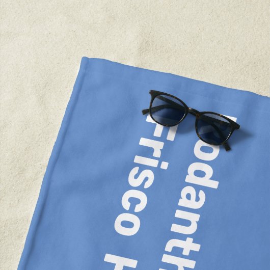 Text des OBX-Flag mit Städten Strandtuch (Beispiel)