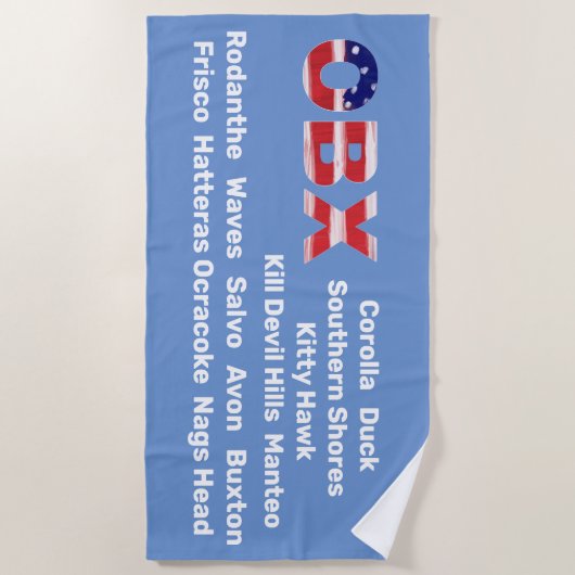 Text des OBX-Flag mit Städten Strandtuch (Vorderseite)