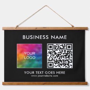 Text des QR-Codes für kundenspezifisches Unternehm Wandteppich Mit Holzrahmen