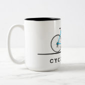 Text des Radfahrers mit dem Wasserfahrrad Zweifarbige Tasse (Links)