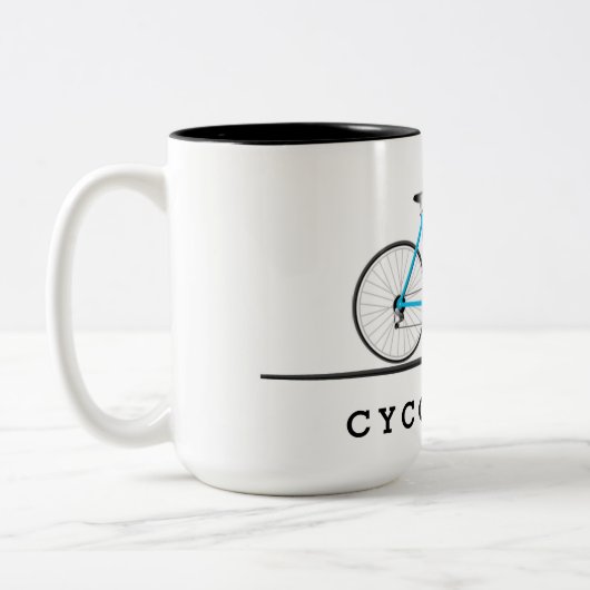 Text des Radfahrers mit dem Wasserfahrrad Zweifarbige Tasse (Links)