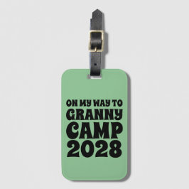 Text des Retro-Granny-Camps Gepäckanhänger