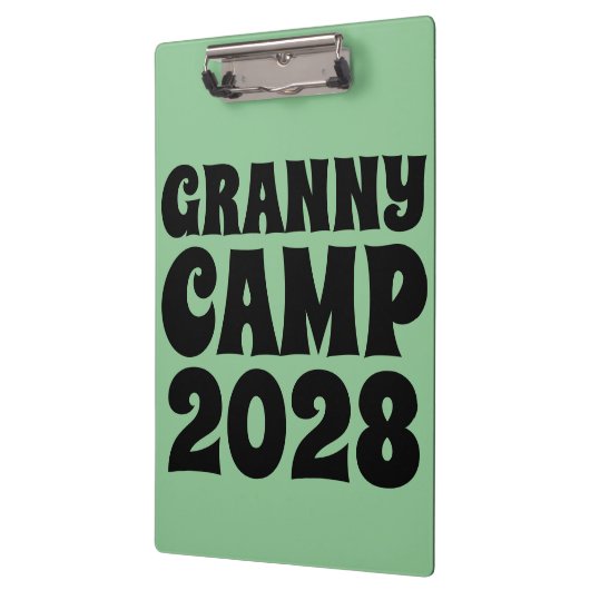 Text des Retro-Granny-Camps Klemmbrett (Links)