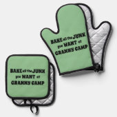 Text des Retro-Granny-Camps Ofenhandschuh & Topflappen-Set (Vorderseite/Rückseite)