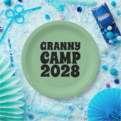 Text des Retro-Granny-Camps Pappteller (Party)
