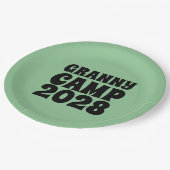 Text des Retro-Granny-Camps Pappteller (Schrägansicht)