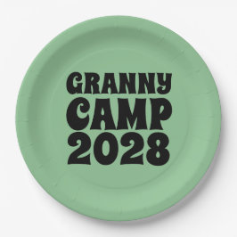 Text des Retro-Granny-Camps Pappteller