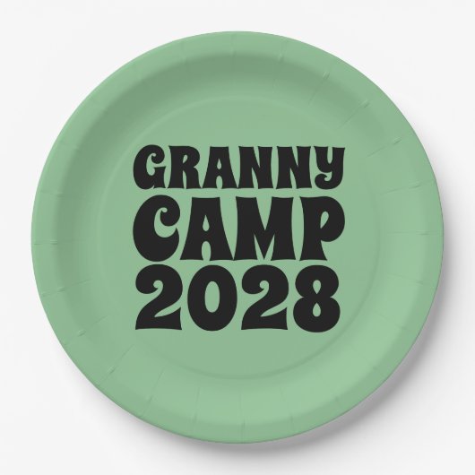 Text des Retro-Granny-Camps Pappteller (Vorderseite)