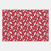 Text des roten weißen Pad-Musters des ersten Party Geschenkpapier Set (Vorderseite)