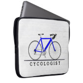 Text des Zykologen mit blauem Fahrrad Laptopschutzhülle (Vorne Rechts)