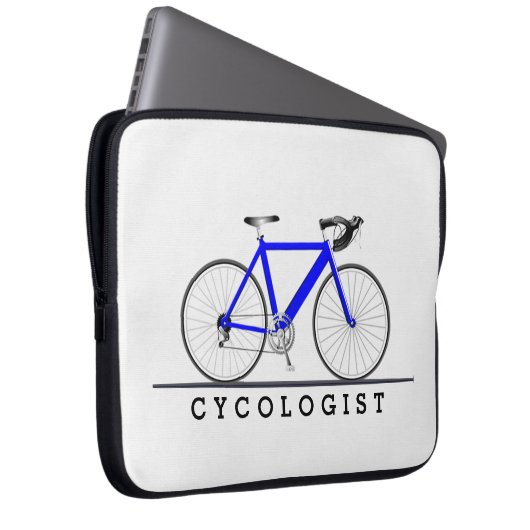 Text des Zykologen mit blauem Fahrrad Laptopschutzhülle (Vorne Rechts)