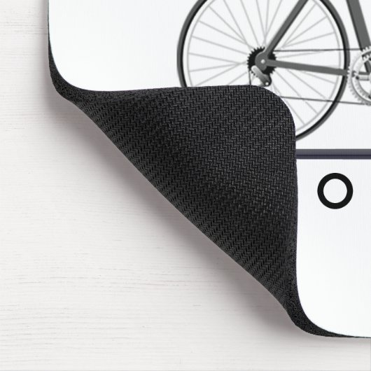 Text des Zykologen mit grauem Fahrrad Mousepad (Ecke)