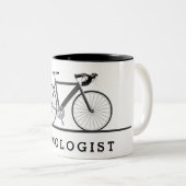 Text des Zykologen mit grauem Fahrrad Zweifarbige Tasse (VorderseiteRechts)