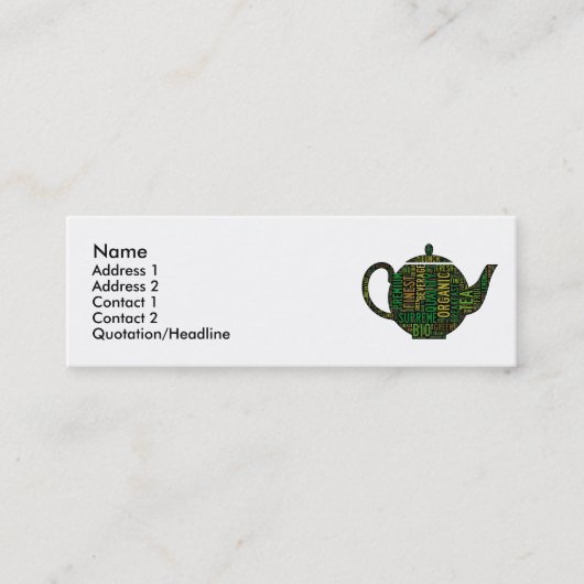 Text-Design für Black Teapot Mini Visitenkarte (Vorderseite)