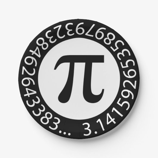 TEXT DESIGN Pi Nummer mathematisches Symbol Pappteller (Vorderseite)