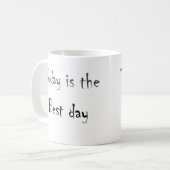 Text Dies ist die Farbe des schwarzen Monochrom-Ta Kaffeetasse (Vorderseite Links)