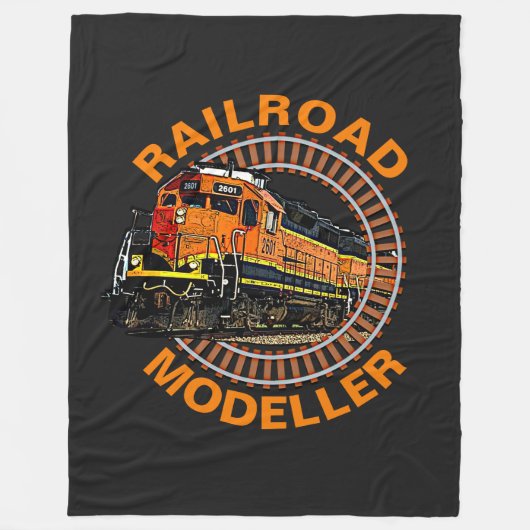 Text-Eisenbahn-Modellrechner Orange Diesel Train ä Fleecedecke (Vorderseite)