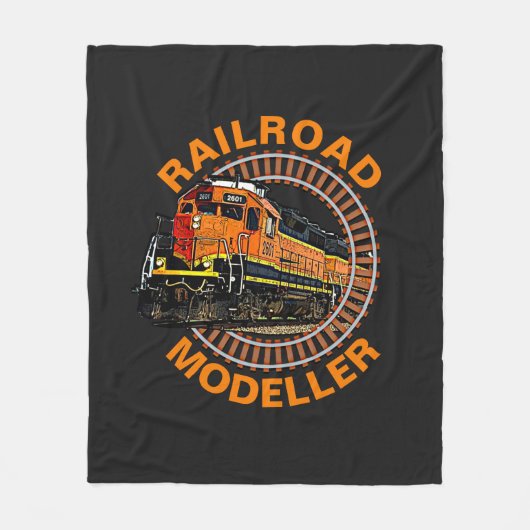 Text-Eisenbahn-Modellrechner Orange Diesel Train ä Fleecedecke (Vorderseite)