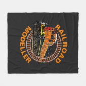 Text-Eisenbahn-Modellrechner Orange Diesel Train ä Fleecedecke (Vorderseite (Horizontal))