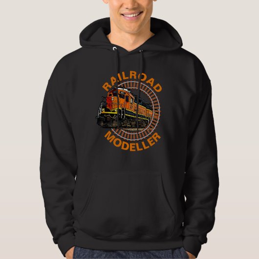 Text-Eisenbahn-Modellrechner Orange Diesel Train ä Hoodie (Vorderseite)