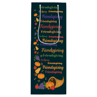 Text Farbige Cornucopia Friendsgiving-Party Geschenktüte Für Weinflaschen
