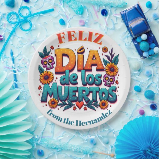 💀 🎉 Text, Feliz Día de los Muertos Pappteller (Party)