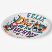 💀 🎉 Text, Feliz Día de los Muertos Pappteller (Schrägansicht)