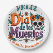 💀 🎉 Text, Feliz Día de los Muertos Pappteller (Vorderseite)