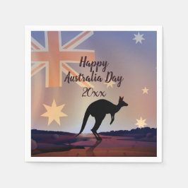 Text-Flag Kangaroo Australia Day Cocktail bearbeit Serviette