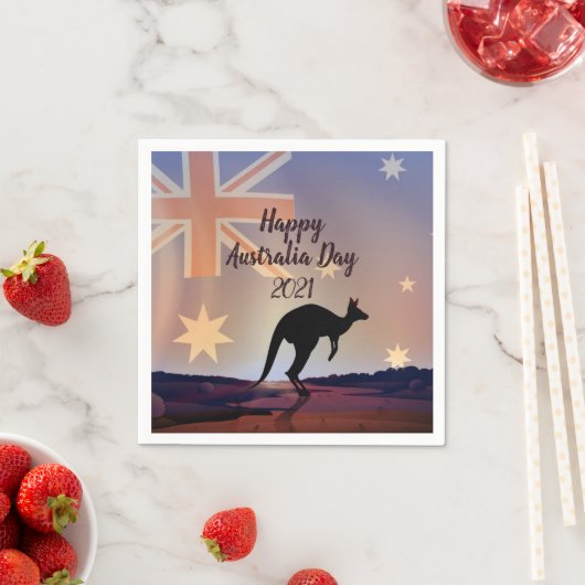Text-Flag Kangaroo Australia Day Cocktail bearbeit Serviette (Beispiel)