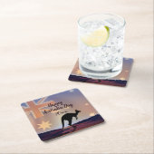 Text-Flag Kangaroo Australia Day Square Paper bear Rechteckiger Pappuntersetzer (Vor Ort)